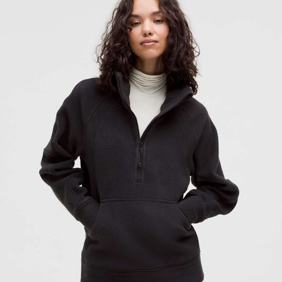 Lululemon Scuba Tumbled Fleece Funnel-Neck Half Zip Black - Picture 1 of 9
